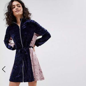 ASOS Color Block Velvet Track Dress size 4